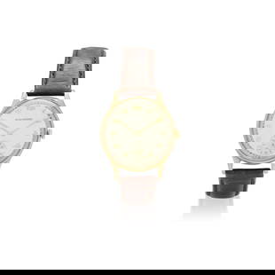 Movado. A 9k gold mechanical wristwatch: Movado. A 9k gold mechanical wristwatch No.12321/338105, Birmingham hallmark for 1950 Cal.125 hand-wound 15 jewel movement, silvered dial with applied numerals, subsidiary seconds, gilt baton hands, 9