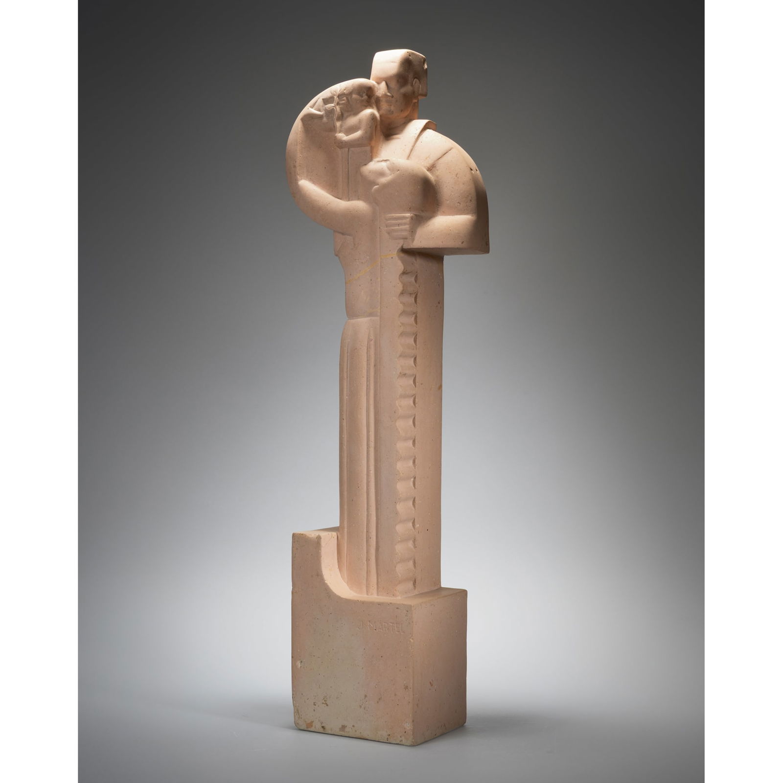 § JAN (1896-1966) AND JOËL (1896-1966) MARTEL: JAN (1896-1966) AND JOËL (1896-1966) MARTEL LA TRINITÉ designed circa 1930 terracottaimpressed J. MARTEL 63.8cm high The twins Jan and Joël Martel collaborated with Robert Mallet-Stevens in th