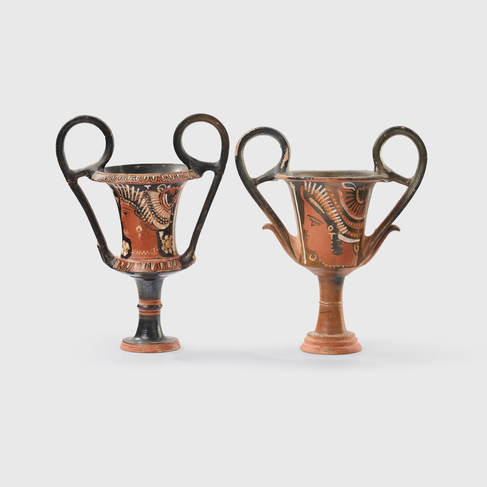PAIR OF ANCIENT GREEK RED-FIGURE KANTHAROS
 (1 of 2)