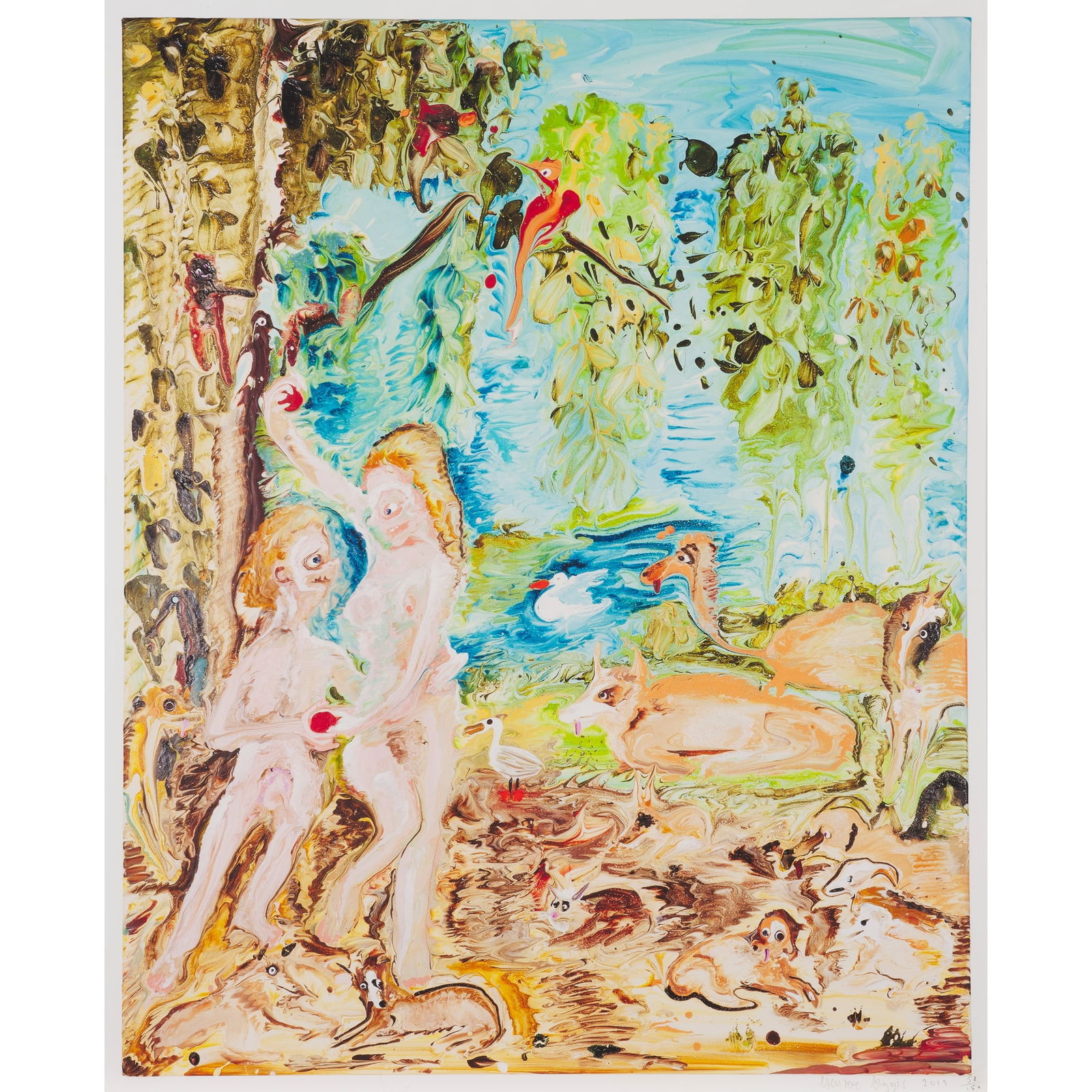 § GENIEVE FIGGIS (IRISH 1972-): GENIEVE FIGGIS (IRISH 1972-) ADAM AND EVE - 2019 Pigment giclée print, 51/150, signed, dated and numbered in pencil to margin the sheet 70cm x 56.5cm (27.5in x 22.25in), unframed