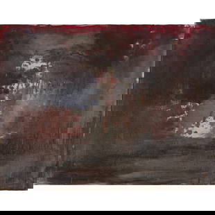 § WILLIAM JOHNSTONE O.B.E. (SCOTTISH 1897-1981): WILLIAM JOHNSTONE O.B.E. (SCOTTISH 1897-1981) UNTITLED Signed verso, oil on canvas 71cm x 91cm (28in x 36in)
