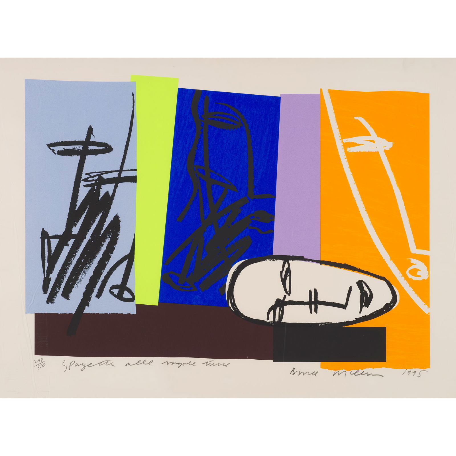 § BRUCE MCLEAN (SCOTTISH 1944-): BRUCE MCLEAN (SCOTTISH 1944-) SPAGHETTI ALLA VONGOLE - 1995 Screenprint, 248/500, signed, dated, titled and numbered in pencil to margin the sheet 60cm x 81cm (23.5in x 31.2in)