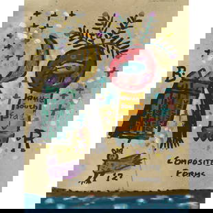 § ALAN DAVIE C.B.E., R.A., H.R.S.A. (SCOTTISH 1920-2014): ALAN DAVIE C.B.E., R.A., H.R.S.A. (SCOTTISH 1920-2014) COMPOSITE FORMS - 2004 Signed and dated '04 in pencil upper right, gouache on paper 55cm x 42.5cm (21.5in x 16.75in) Gimpel Fils, London