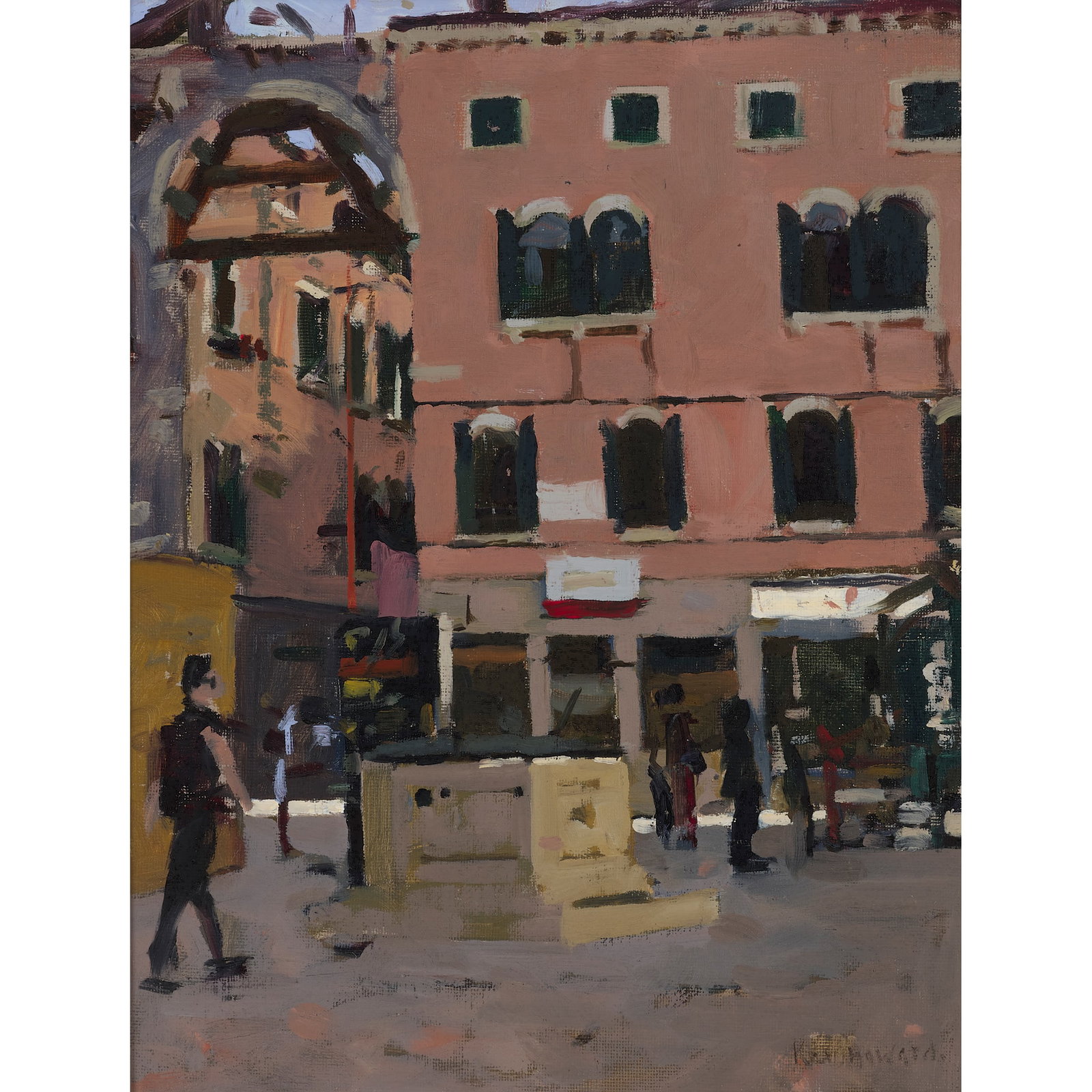 § KEN HOWARD R.A., O.B.E. (BRITISH 1932-2022): KEN HOWARD R.A., O.B.E. (BRITISH 1932-2022) CAMPO SANTA MARINA - 2008 Signed lower right, signed and dated 2008 verso, oil on board 33cm x 25cm (13in x 9.75in)