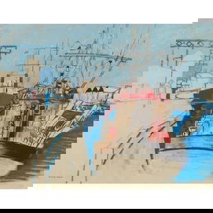 § DAVID MCLEOD MARTIN R.S.W., R.G.I., S.S.A (SCOTTISH 1922-2018): DAVID MCLEOD MARTIN R.S.W., R.G.I., S.S.A (SCOTTISH 1922-2018) THE HARBOUR, YARMOUTH Signed lower left, pastel&nbsp; 53cm x 69cm (20.75in x 27in)