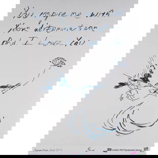§ TRACEY EMIN C.B.E., R.A. (BRITISH 1963-): TRACEY EMIN C.B.E., R.A. (BRITISH 1963-) BIRDS (LONDON 2012 PARALYMPIC GAMES POSTER) - 2012 Off-set lithographic poster, with printed details to lower edge the sheet 80cm x 60cm (31.5in x 23.5in), unf