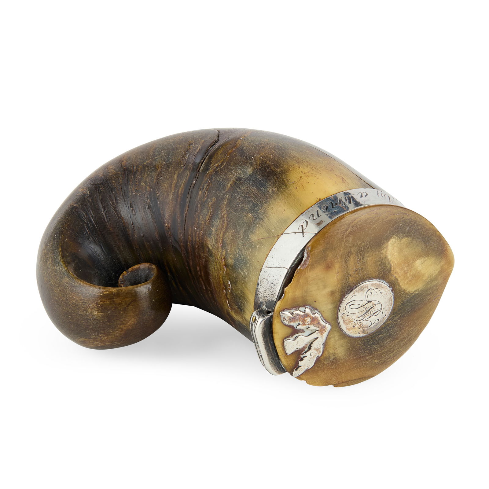 A 19TH CENTURY CURLY HORN SNUFF MULL (1 of 1)