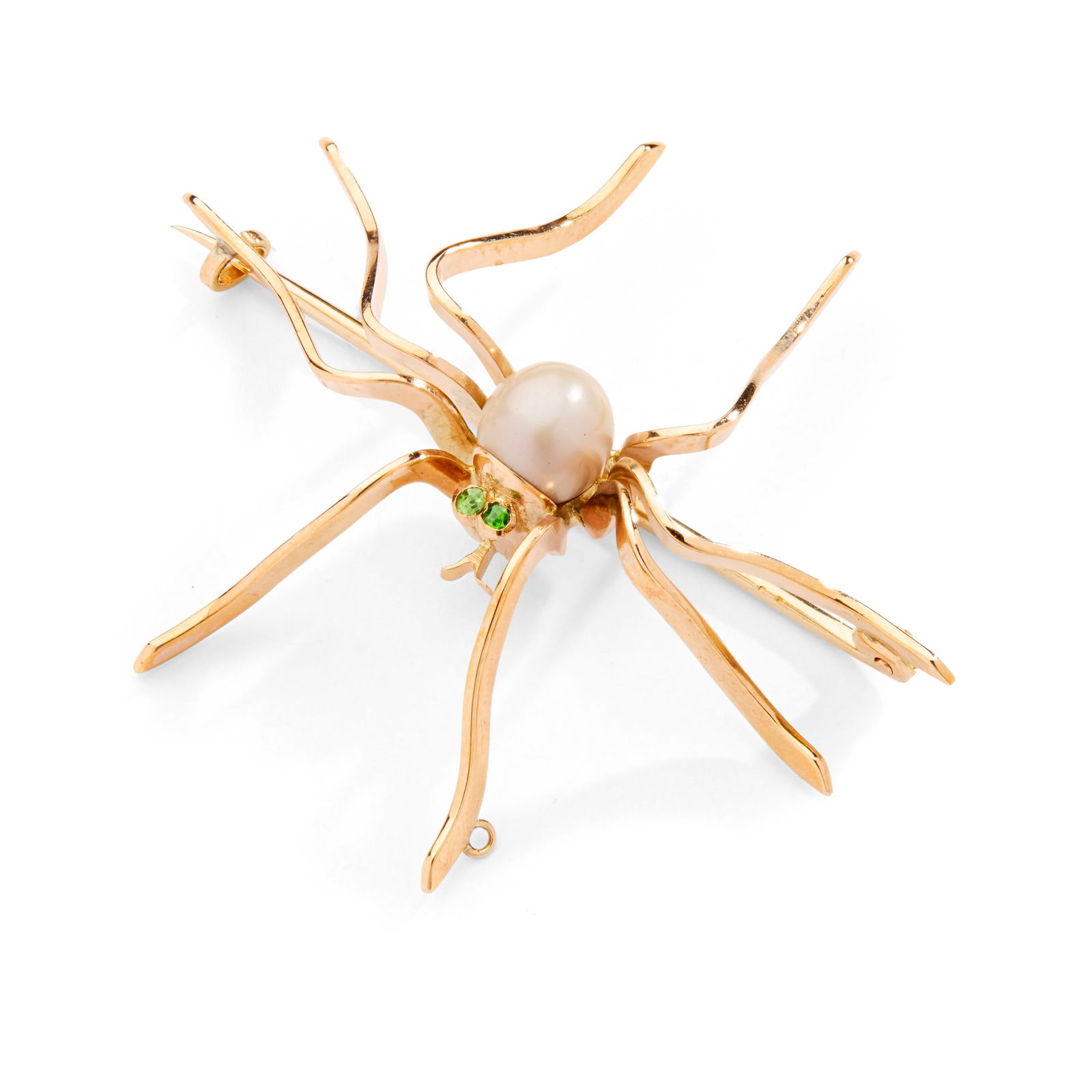 A SCOTTISH FRESHWATER PEARL AND DEMANTOID GARNET 'SPIDER' BROOCH (1 of 1)