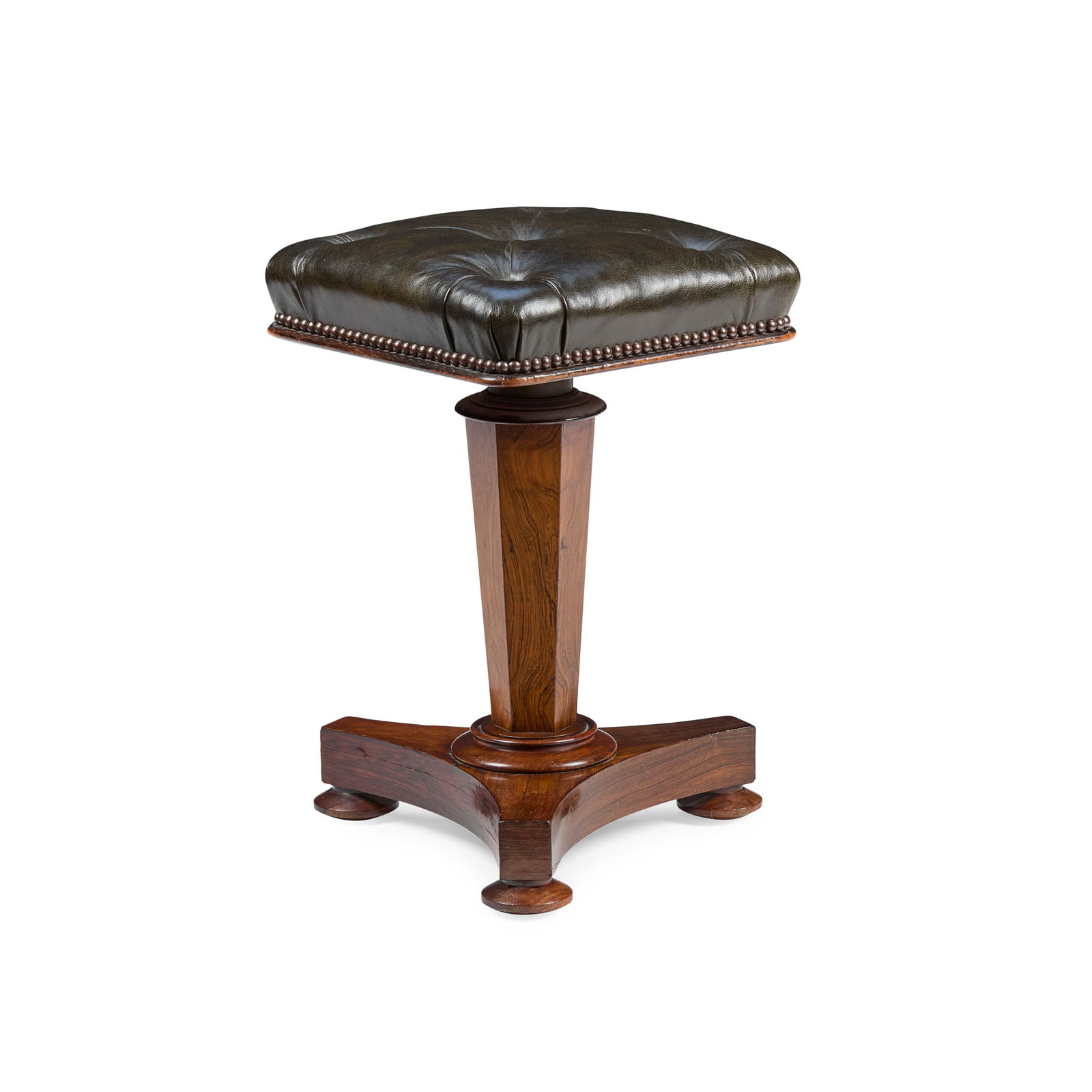 Y VICTORIAN ROSEWOOD AND LEATHER UPHOLSTERED PIANO STOOL (1 of 1)