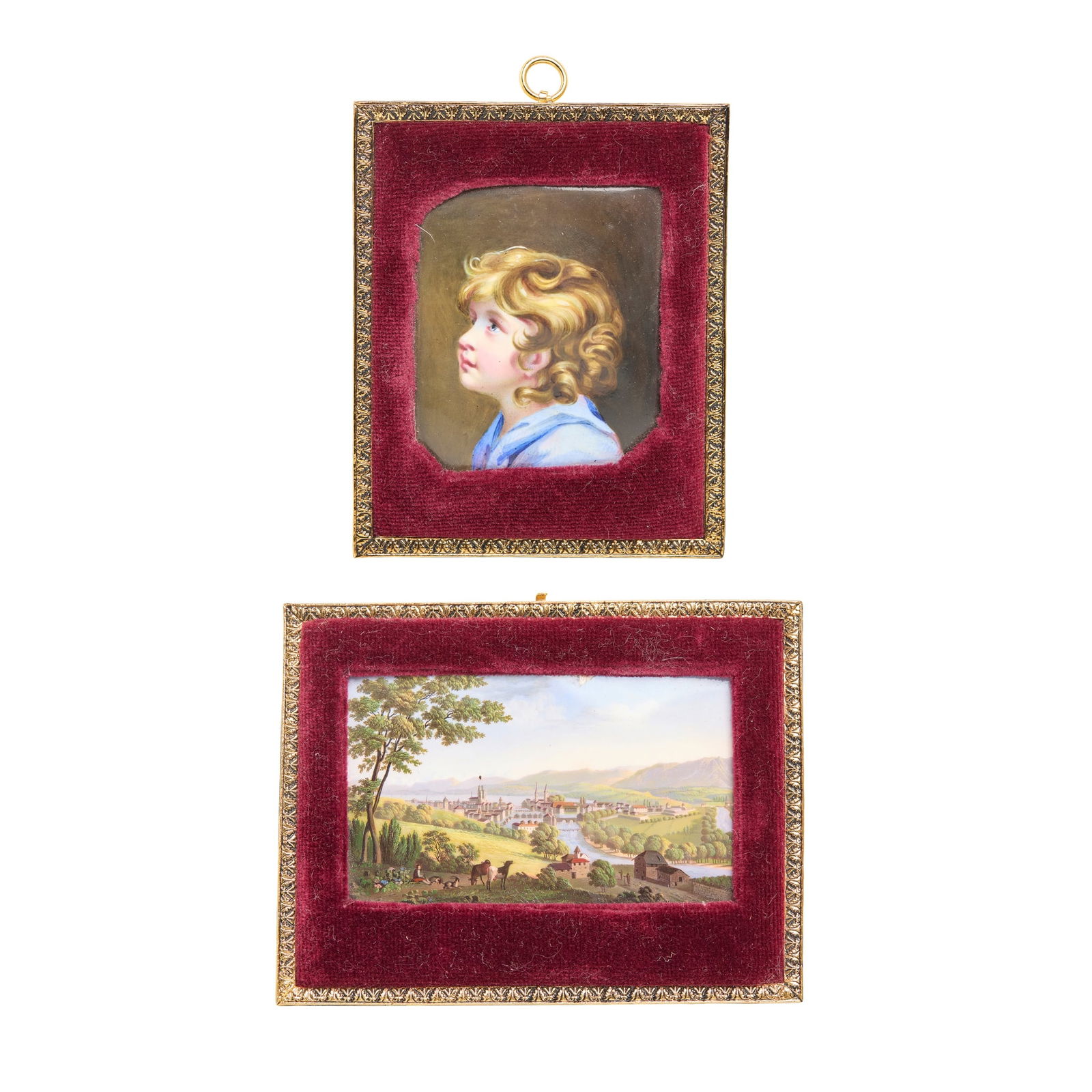 TWO SWISS ENAMEL ON COPPER PLAQUES (1 of 3)