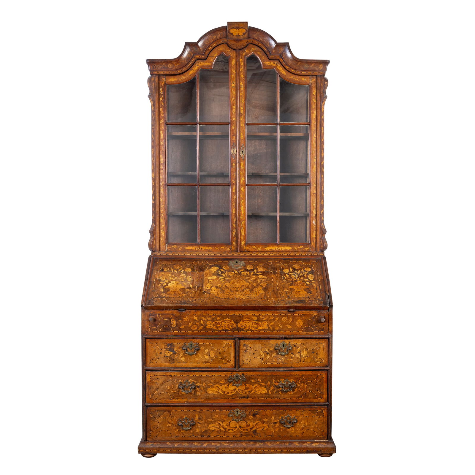 A DUTCH MARQUETRY BUREAU BOOKCASE (1 of 1)