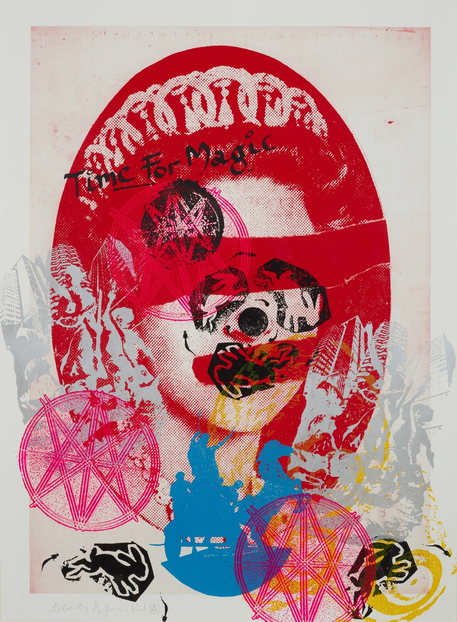§ JAMIE REID (BRITISH 1947-2023): JAMIE REID (BRITISH 1947-2023) LIBERTY (RED) - 2011 Inkjet print with acrylic screenprint additions on 310gsm Hahnemuhle paper, 6/10, signed, titled and numbered in pencil the sheet 112cm x 82.4cm (44
