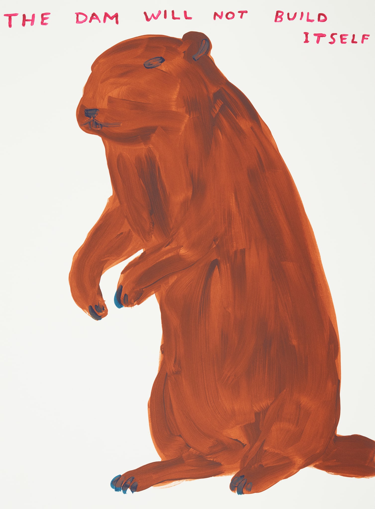 § DAVID SHRIGLEY O.B.E. (BRITISH 1968-): DAVID SHRIGLEY O.B.E. (BRITISH 1968-) THE DAM WILL NOT BUILD ITSELF - 2023 Screenprint, 19/125, signed with initials, dated and numbered in pencil verso the sheet 76cm x 56cm (29.8in x 22in), un