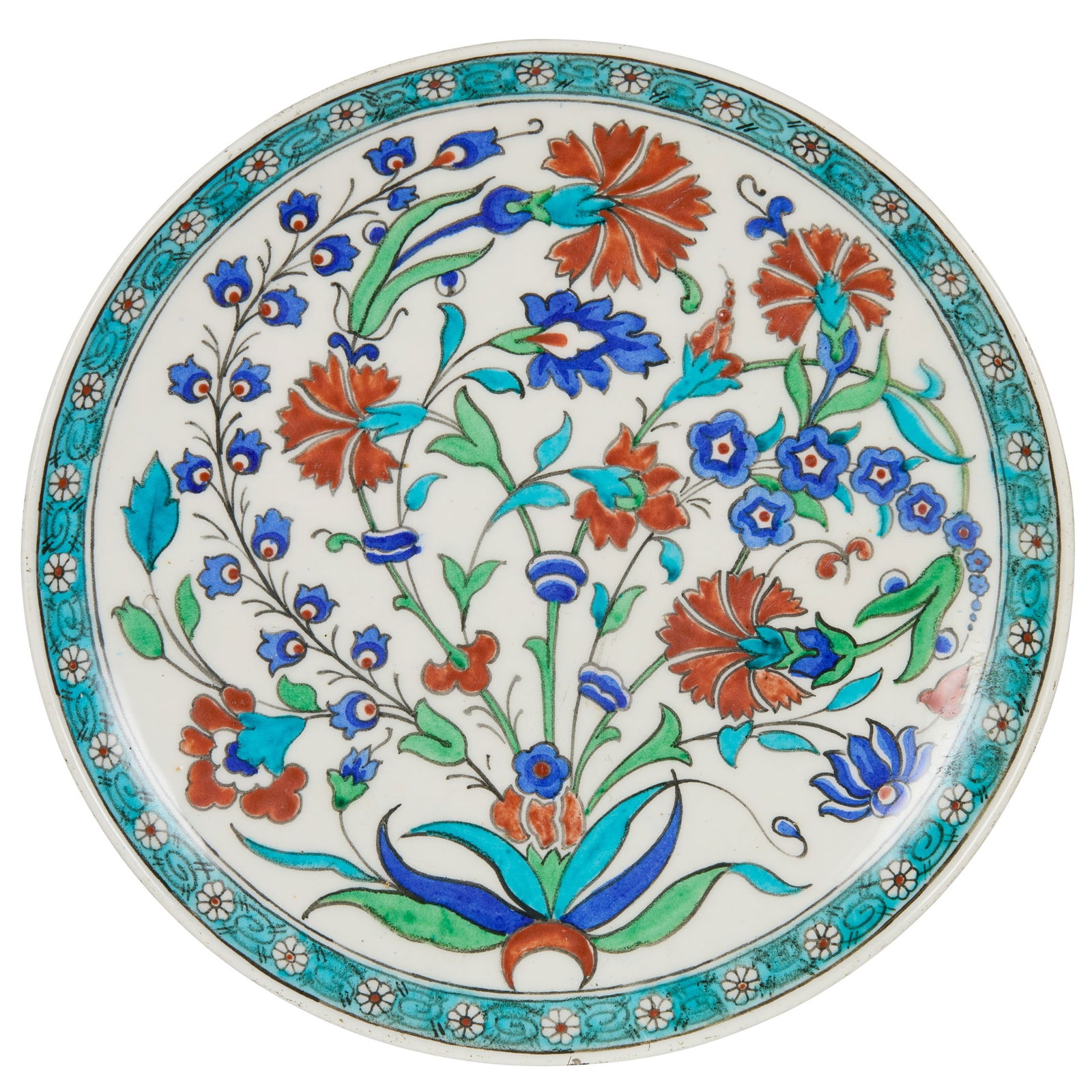 JOSEPH THÉODORE DECK (1823-1891): JOSEPH THÉODORE DECK (1823-1891) IZNIK-STYLE PLATE, CIRCA 1870 tin-glazed earthenware, impressed TH.DECK. 30cm diameter Private collection, London British Museum accession number 1993,0715.
