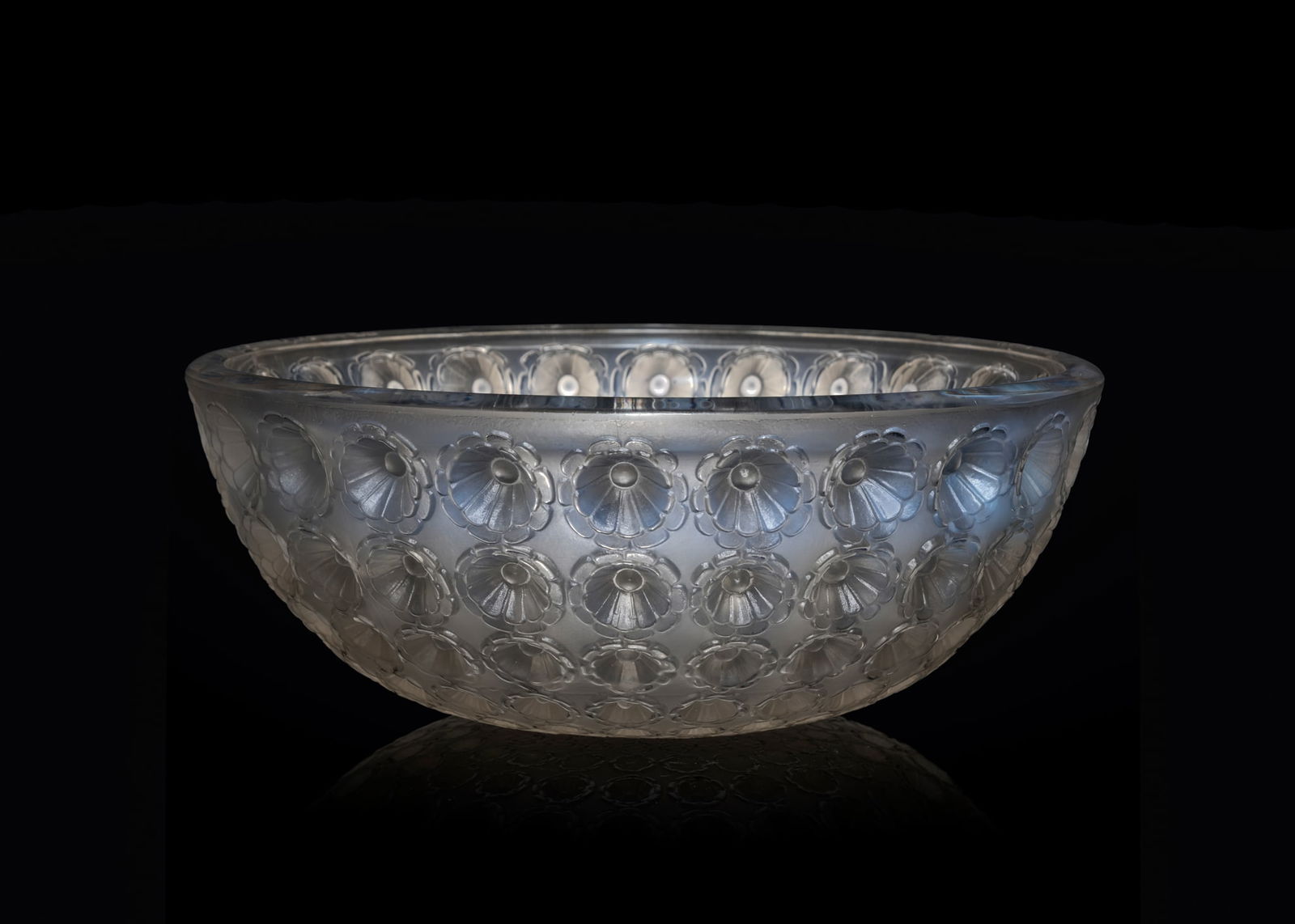 ‡ LALIQUE: LALIQUE NEMOURS BOWL executed Post-War opalescent stencilled LALIQUE FRANCE 25.5cm diameter