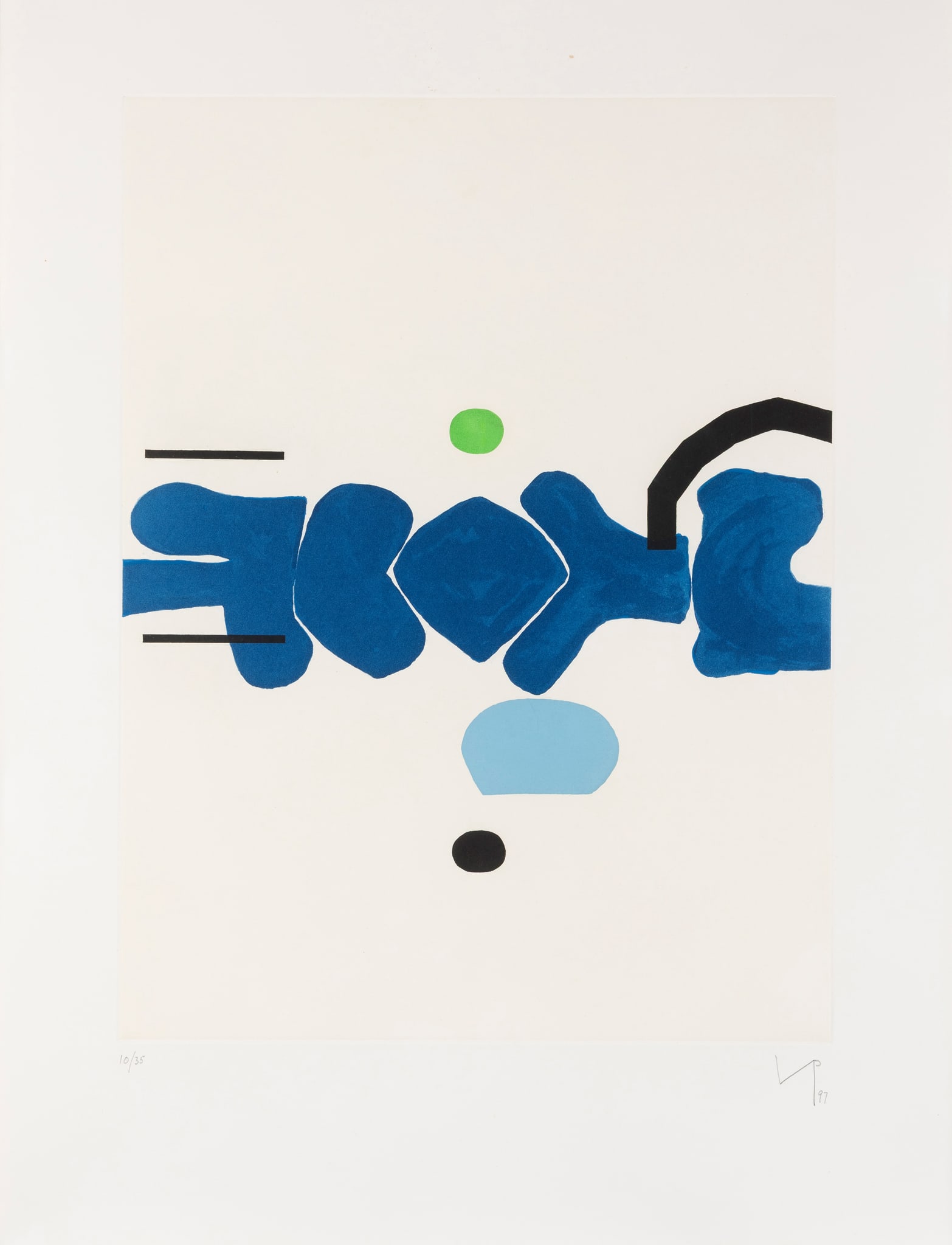 § VICTOR PASMORE C.B.E., C.H. (BRITISH 1908-1998): VICTOR PASMORE C.B.E., C.H. (BRITISH 1908-1998) WHEN REASON DREAMS I, 1997 colour etching with aquatint, 10/35, signed with initials and dated in pencil (lower right), numbered in pencil (lower