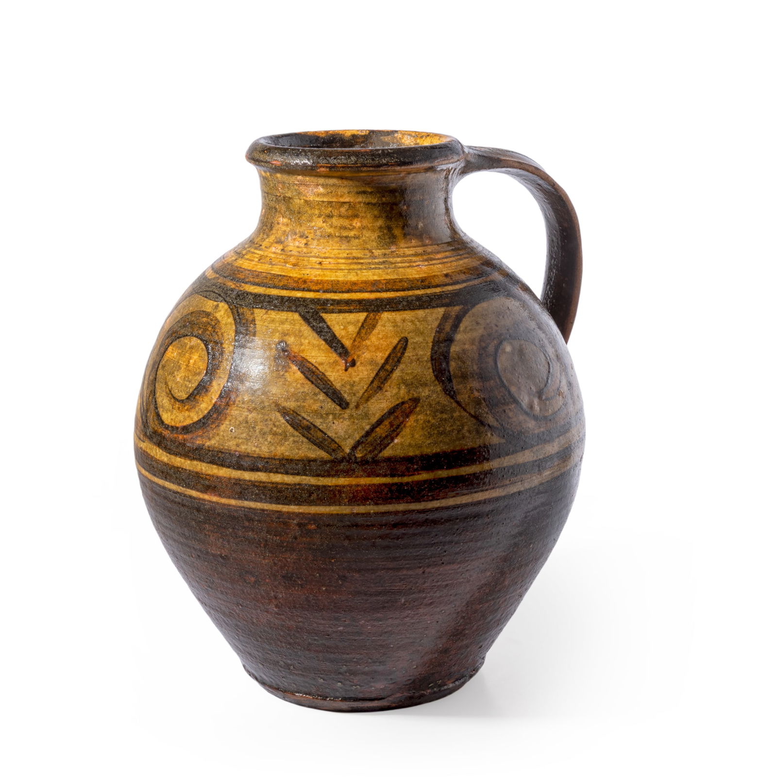 § MICHAEL CARDEW (BRITISH 1901-1983) AT WINCHCOMBE POTTERY: MICHAEL CARDEW (BRITISH 1901-1983) AT WINCHCOMBE POTTERY JUG, c.1933 impressed maker's and pottery seals, earthenware, with brushed decoration 27cm high, 23cm wide (10 5/8in high, 9in wide)