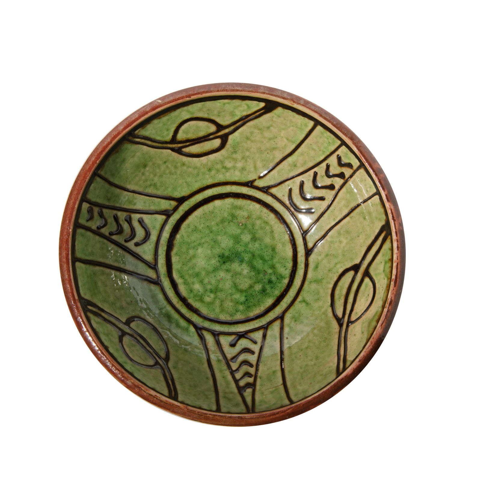 § MICHAEL CARDEW (BRITISH 1901-1983) AT WINCHCOMBE POTTERY: MICHAEL CARDEW (BRITISH 1901-1983) AT WINCHCOMBE POTTERY BOWL, c.1932 impressed maker's and pottery seals, earthenware 8.7cm high, 27.5cm diameter (3 3/8in high, 10 7/8in diameter) Private Collection,