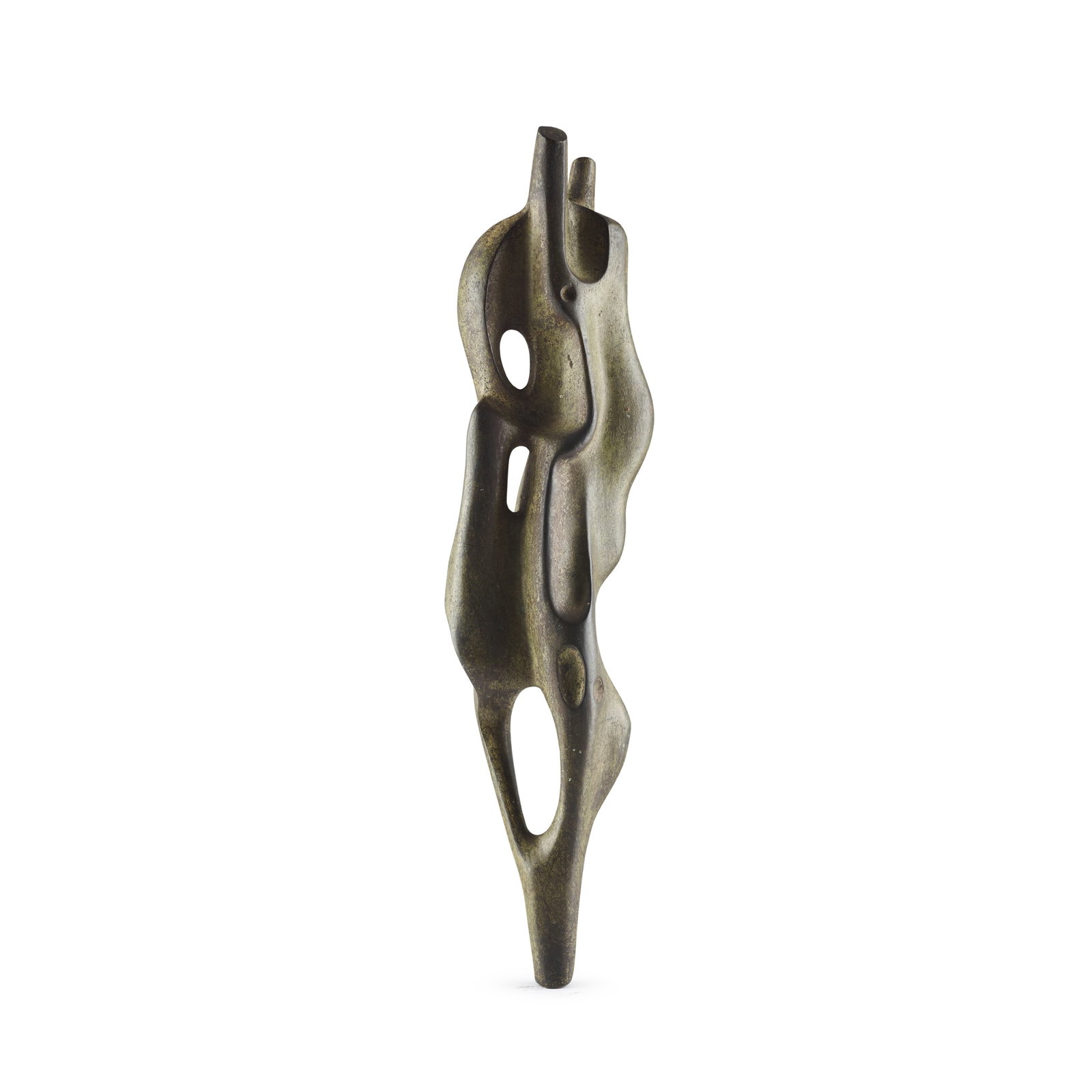 § EDGAR MANSFIELD (NEW ZEALANDER 1907-1996): EDGAR MANSFIELD (NEW ZEALANDER 1907-1996) FIGURAL FORM stamped with monogram and numbered 2/6, patinated bronze 43.5cm high (17 1/8in high) The Collection of Gillian Raffles.