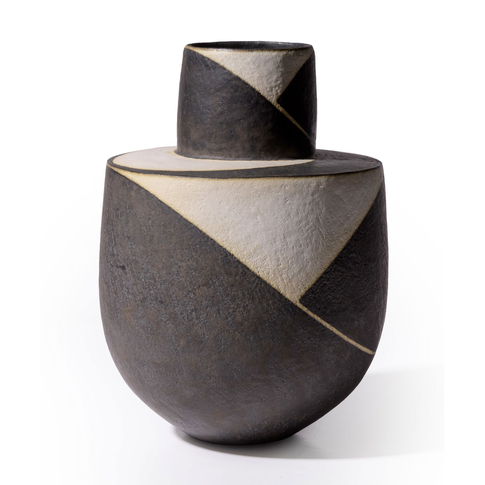 § JOHN WARD (BRITISH 1938-2023): JOHN WARD (BRITISH 1938-2023) COLLARED VESSEL impressed maker's seal, stoneware 26.5cm high, 18.5cm wide (10.5in high, 7 ¼in wide) Private Collection, U.K.
