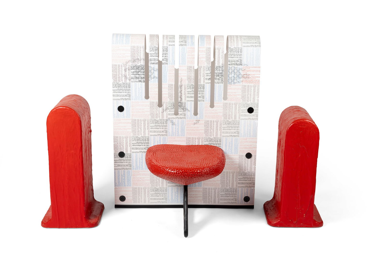 § GAETANO PESCE (ITALIAN, 1939-2024) FOR MERITALIA: GAETANO PESCE (ITALIAN, 1939-2024) FOR MERITALIA 'LA SMORFIA' ART CHAIR, 2003 red and black lacquered and coated rigid semi-expanding foam, plastic and polyurethane 110cm high, 90cm wide, 70cm deep (4