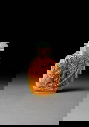 [COLLECTION OF PROF. J. GILBERT & CORA MCALLISTER] CHINESE YELLOW JADE WITH RUSSET SKIN 'BUDDHIST