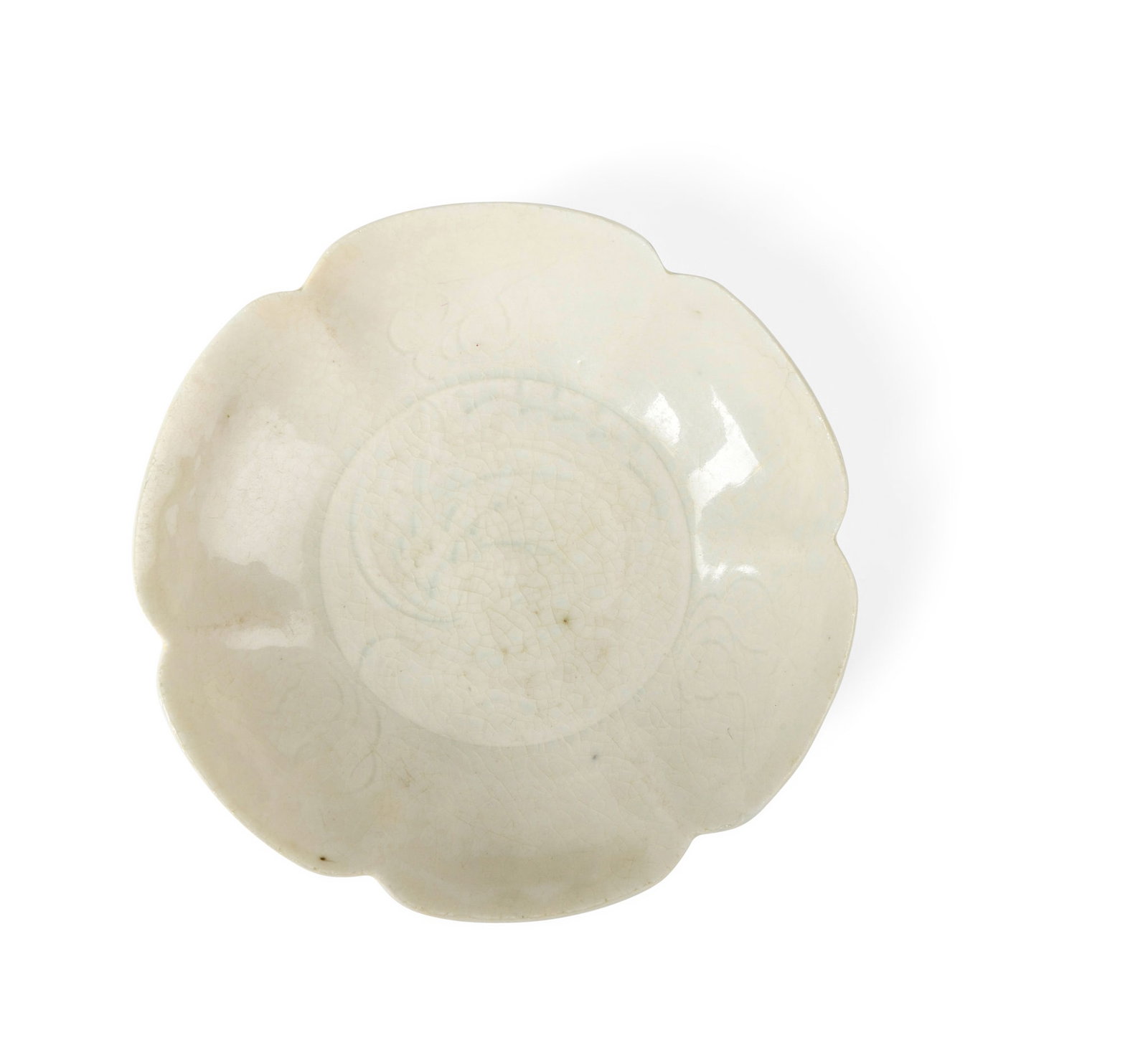 [PRIVATE TAIWANESE COLLECTION] CHINESE QINGBAI FOLIATE-RIM DISH: [PRIVATE TAIWANESE COLLECTION] CHINESE QINGBAI FOLIATE-RIM DISH NORTHERN SONG DYNASTY 北宋 「谷」墨書底款 青白釉花口