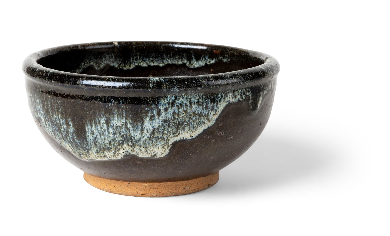 LARGE CHINESE HENAN 'LUSHAN KILN' BLACK-GLAZED BLUE-SPLASHED DEEP BOWL (1 of 2)