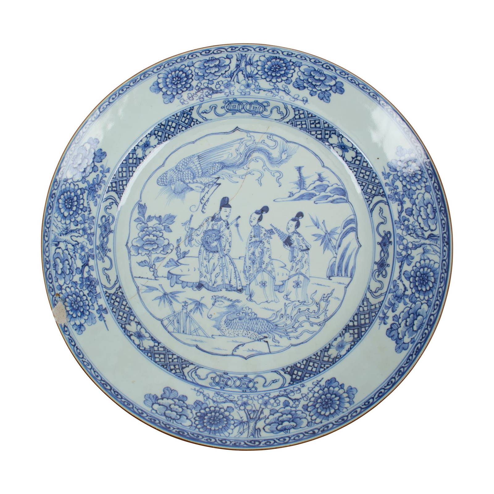 CHINESE BLUE AND WHITE 'FIGURAL' CHARGER