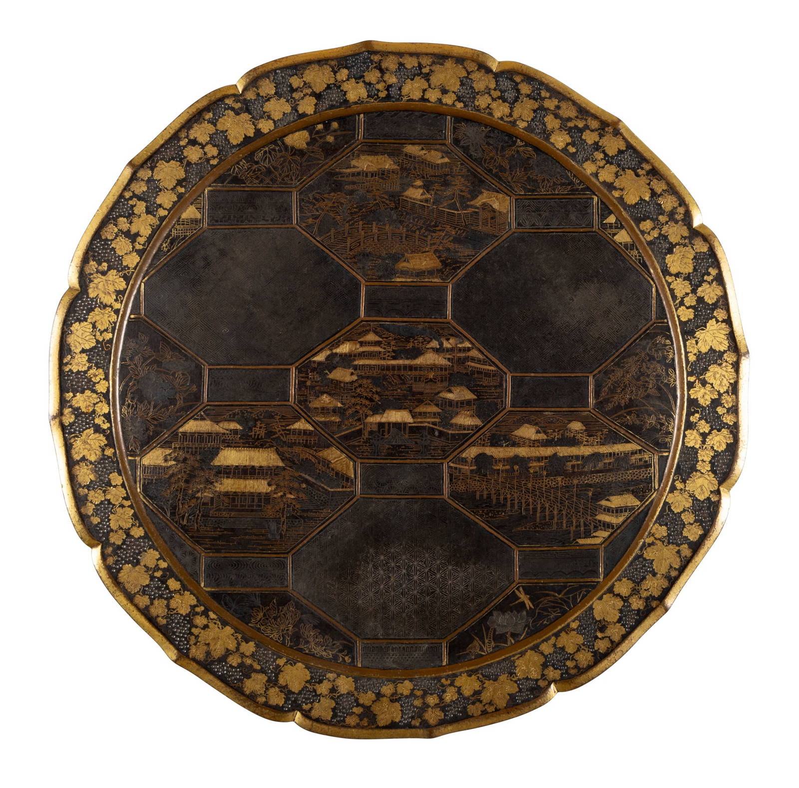 [PRIVATE SCOTTISH COLLECTION, EDINBURGH] JAPANESE KOMAI-STYLE IRON AND MIXED-METAL DISH