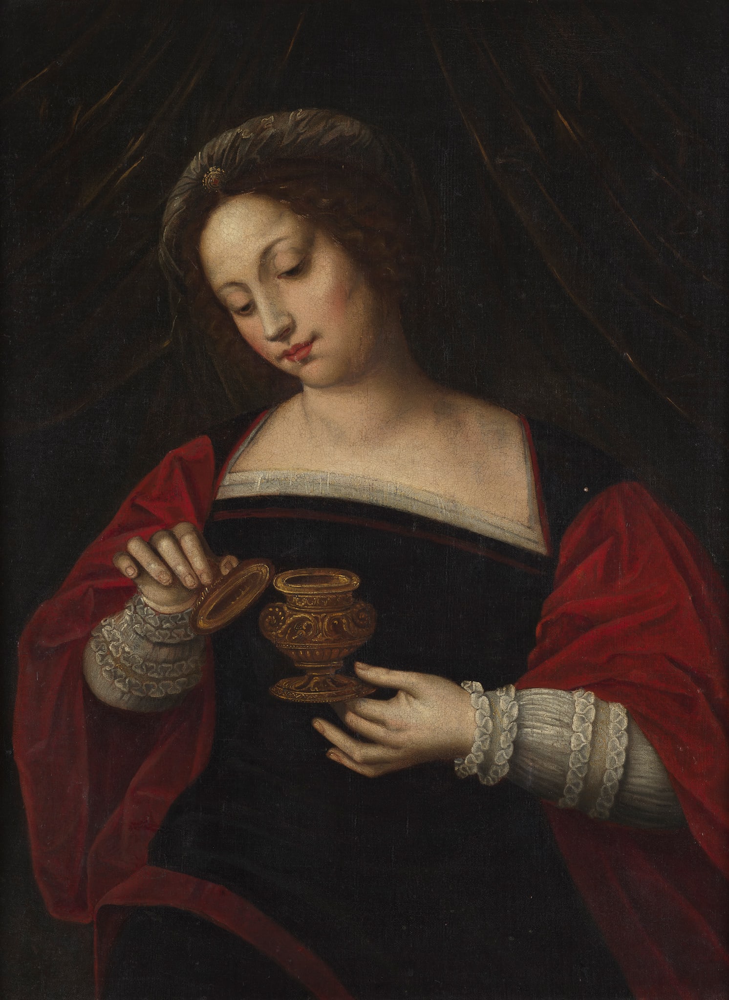 AMBROSIUS BENSON AFTER: AMBROSIUS BENSON AFTER MARY MAGDALENE Oil on canvas 71cm x 56cm (28in x 22in) Property of a Knightsbridge residence