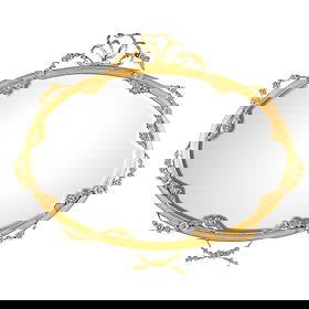 GEORGIAN STYLE GILTWOOD AND GESSO OVAL MIRROR: GEORGIAN STYLE GILTWOOD AND GESSO OVAL MIRROR LATE 19TH CENTURY the oval mirror plate in a reeded frame with twining garlands and ribbon-tied cresting 83cm high, 98cm wide