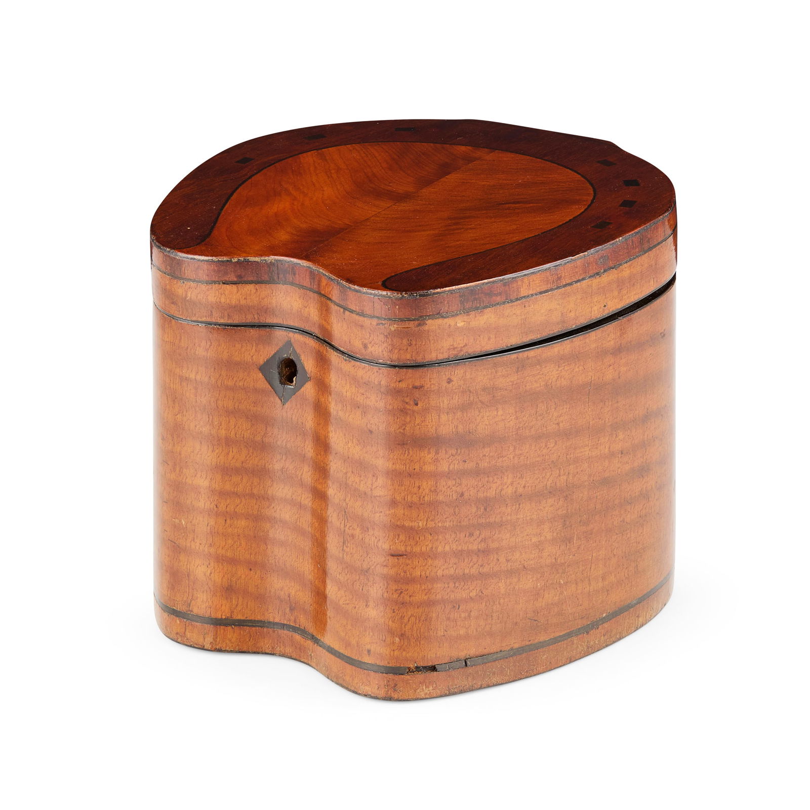 MAHOGANY TEA CADDY IN THE FORM OF A HORSESHOE (1 of 3)