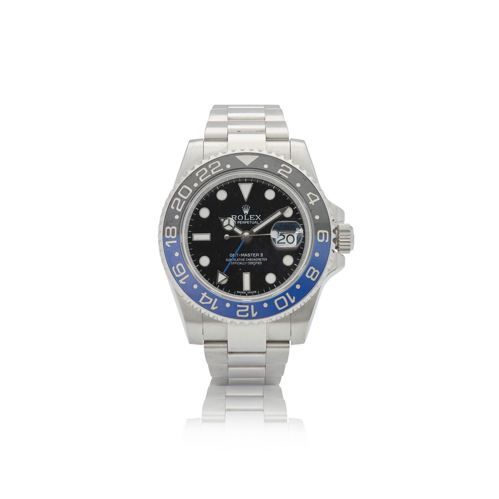 Rolex. A popular and desirable stainless steel automatic dual-time wristwatch