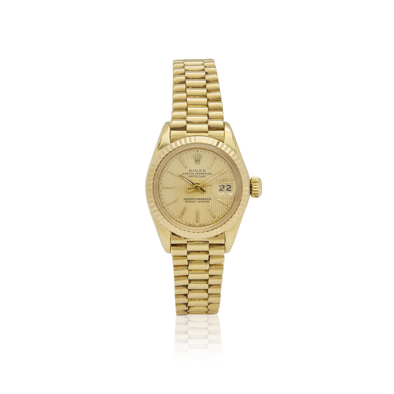 Rolex. An 18k gold Ladies automatic wristwatch with date (1 of 2)