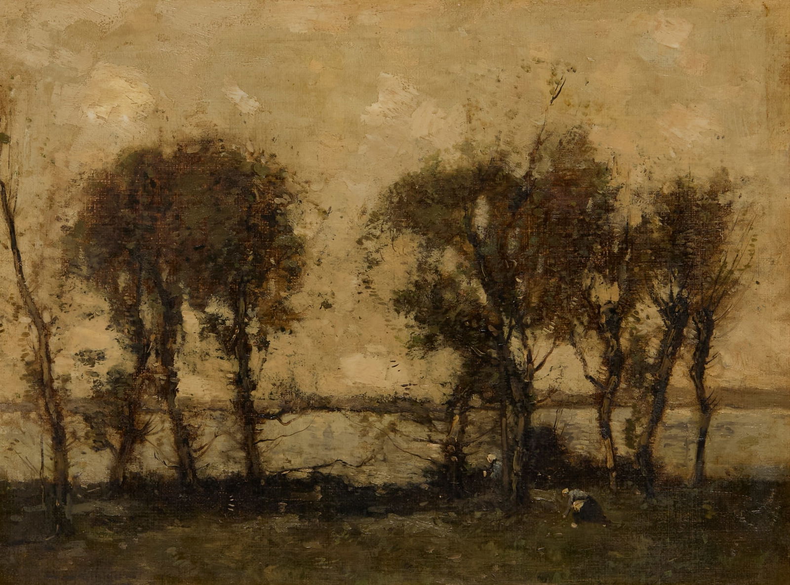 WILLIAM ALFRED GIBSON (SCOTTISH 1866-1931): WILLIAM ALFRED GIBSON (SCOTTISH 1866-1931) BY THE LOCH, EARLY AUTUMN Signed, oil on canvas board 24.5cm x 32cm (9.75in x 12.5in) The Estate of the Late Peter D. R. Powell