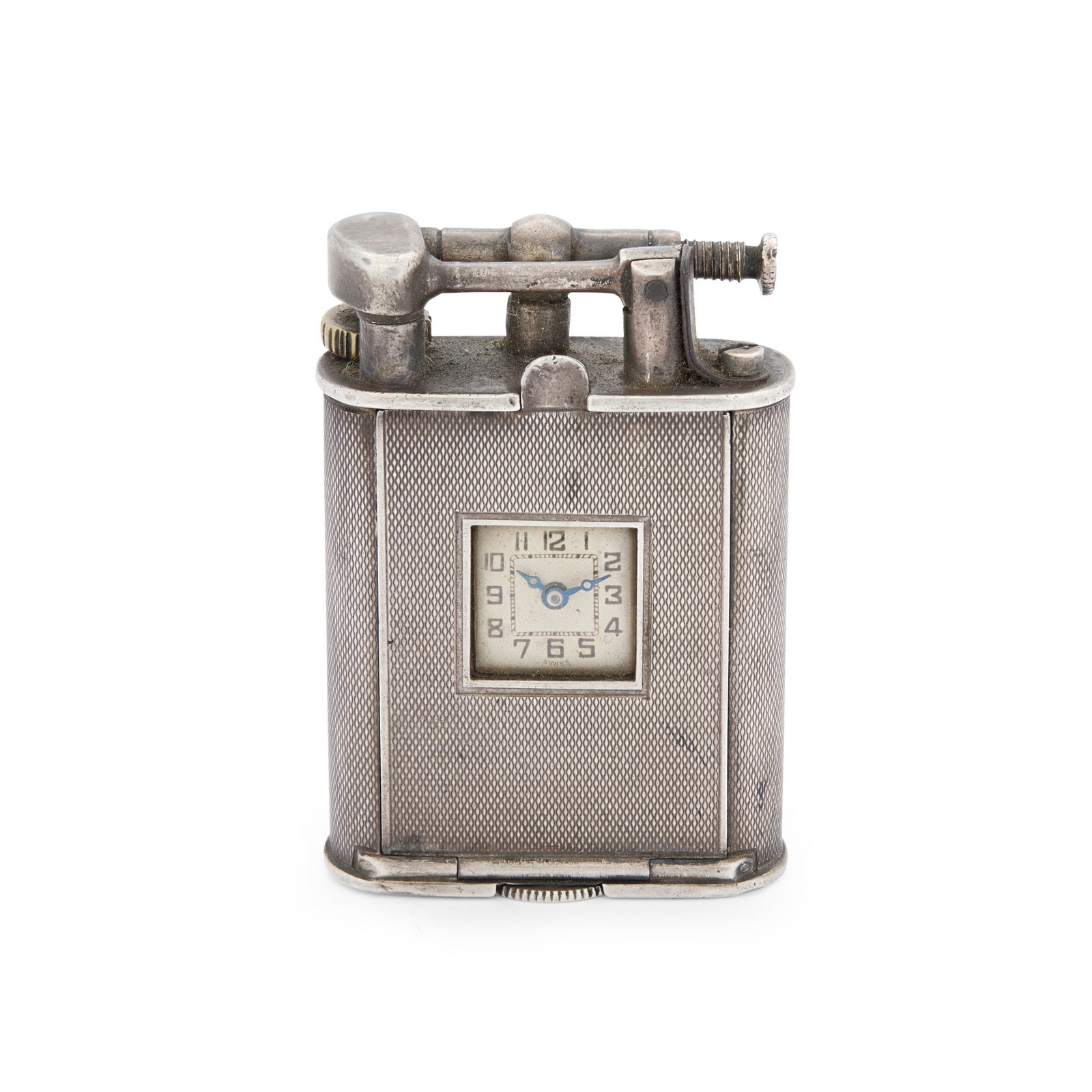 Speck Watch, Germany. An unusual silver lighter with enclosed watch (1 of 1)