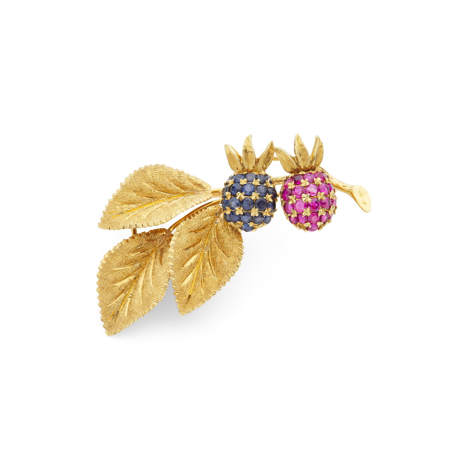 An 18ct gold ruby and sapphire 'berry' brooch (1 of 1)