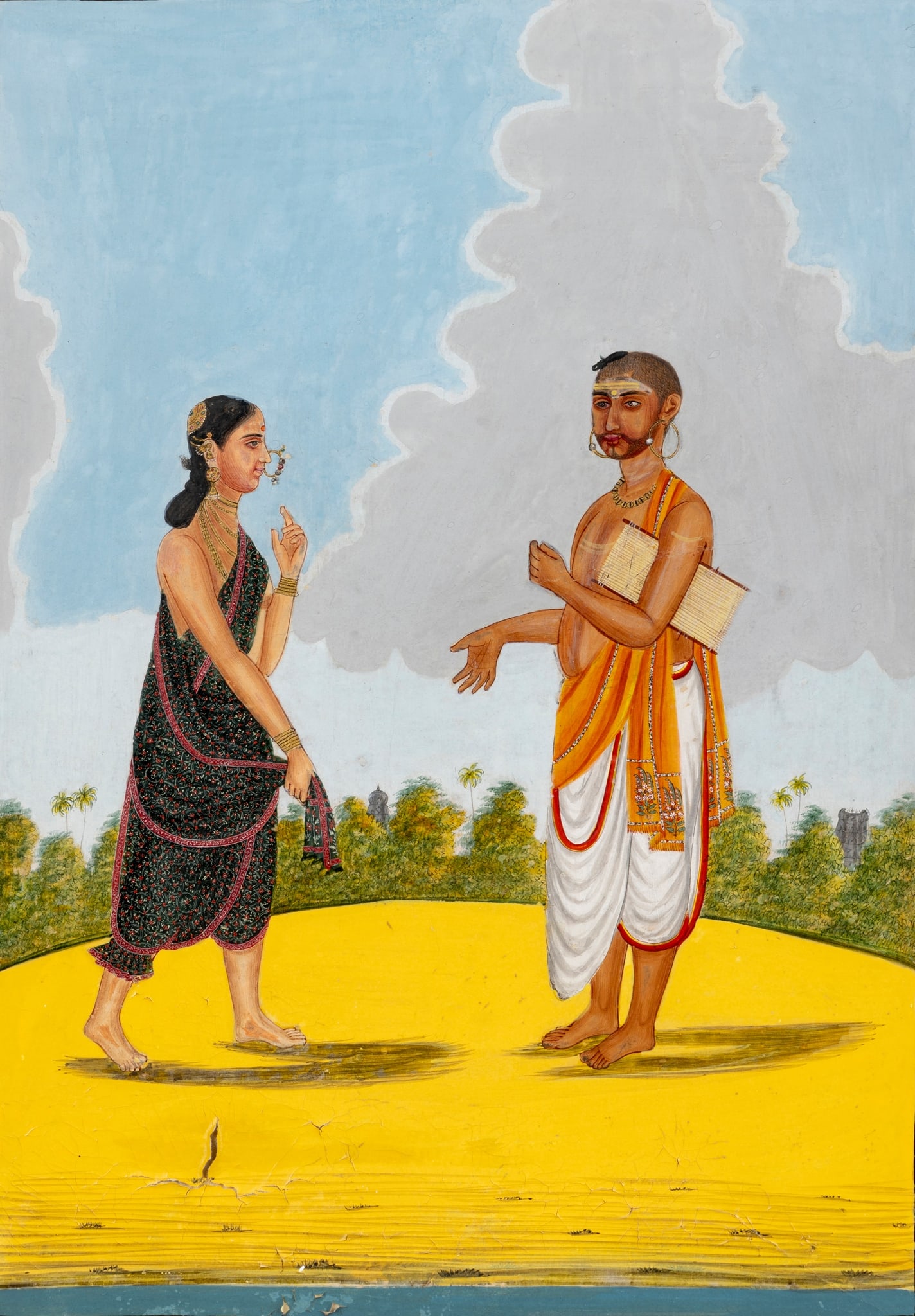 FOUR PAINTINGS OF RELIGIOUS FIGURES, CASTE AND TRADESMEN (1 of 12)