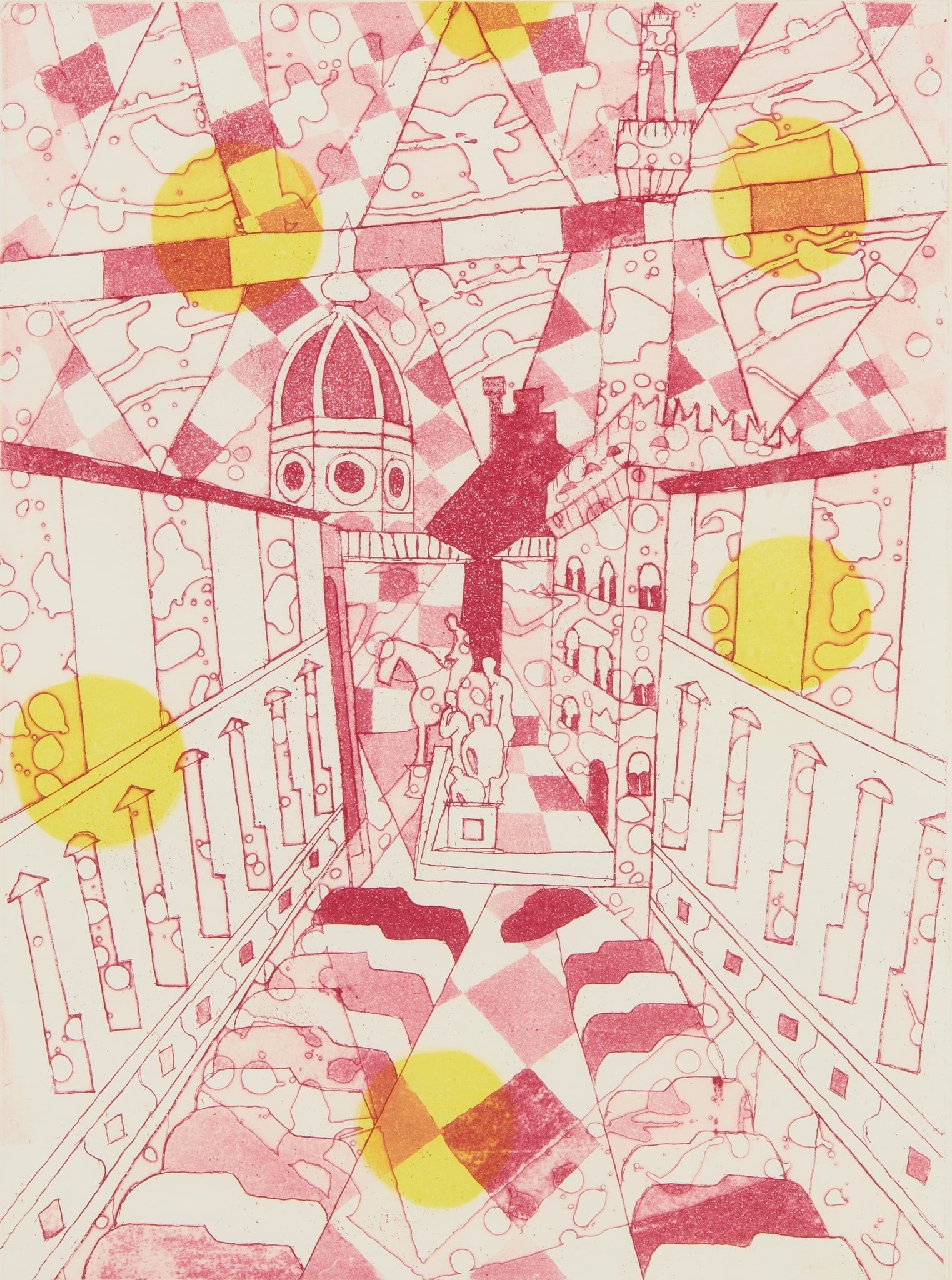 § JULIAN TREVELYAN R.A. (BRITISH 1910-1988): JULIAN TREVELYAN R.A. (BRITISH 1910-1988) UFFIZI GALLERY, FROM THE 'FLORENCE SUITE' (TURNER 184) - 1965-6 Etching and aquatint, Artist's Proof, aside from the edition of 100, signed, titled and editio