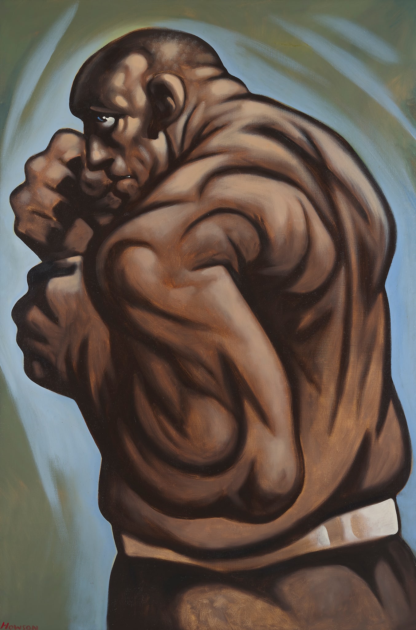 § PETER HOWSON O.B.E. (SCOTTISH 1958-): PETER HOWSON O.B.E. (SCOTTISH 1958-) THE BOXER Signed lower left, oil on canvas 182cm x 121cm (71.5in x 47.75in)