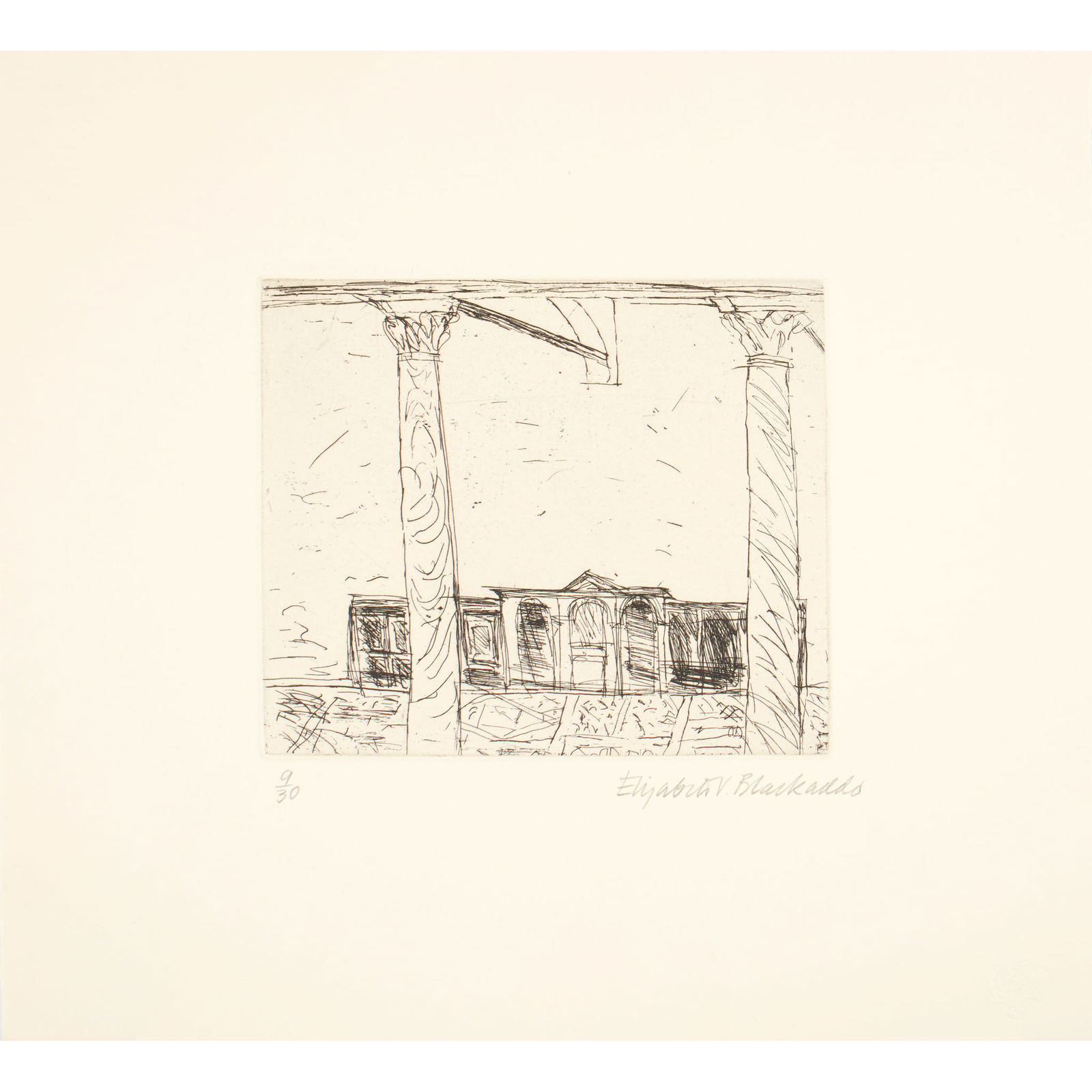 § DAME ELIZABETH BLACKADDER O.B.E., R.A., R.S.A., R.S.W., R.G.I., D.Litt (SCOTTISH 1931-2021): DAME ELIZABETH BLACKADDER O.B.E., R.A., R.S.A., R.S.W., R.G.I., D.Litt (SCOTTISH 1931-2021) TORCELLO (ALLAN 91) - 1997-8 Etching, 9/30, signed and numbered in pencil to margin, published by Glasgow Pr