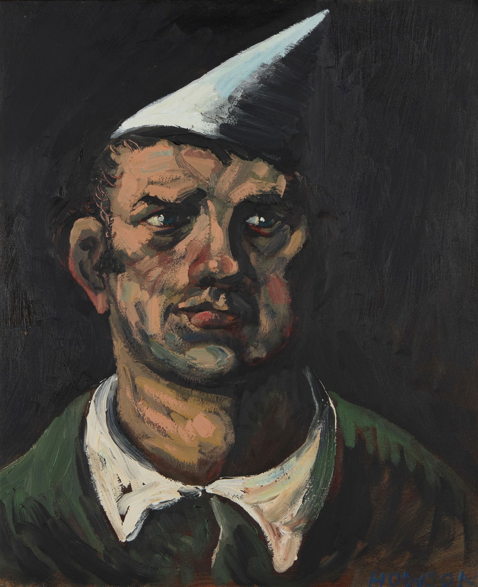 § PETER HOWSON O.B.E. (SCOTTISH 1958-): PETER HOWSON O.B.E. (SCOTTISH 1958-) MAN WITH HAT Signed lower right, oil on canvas 60.5cm x 50cm (23.75in x 19.75in)