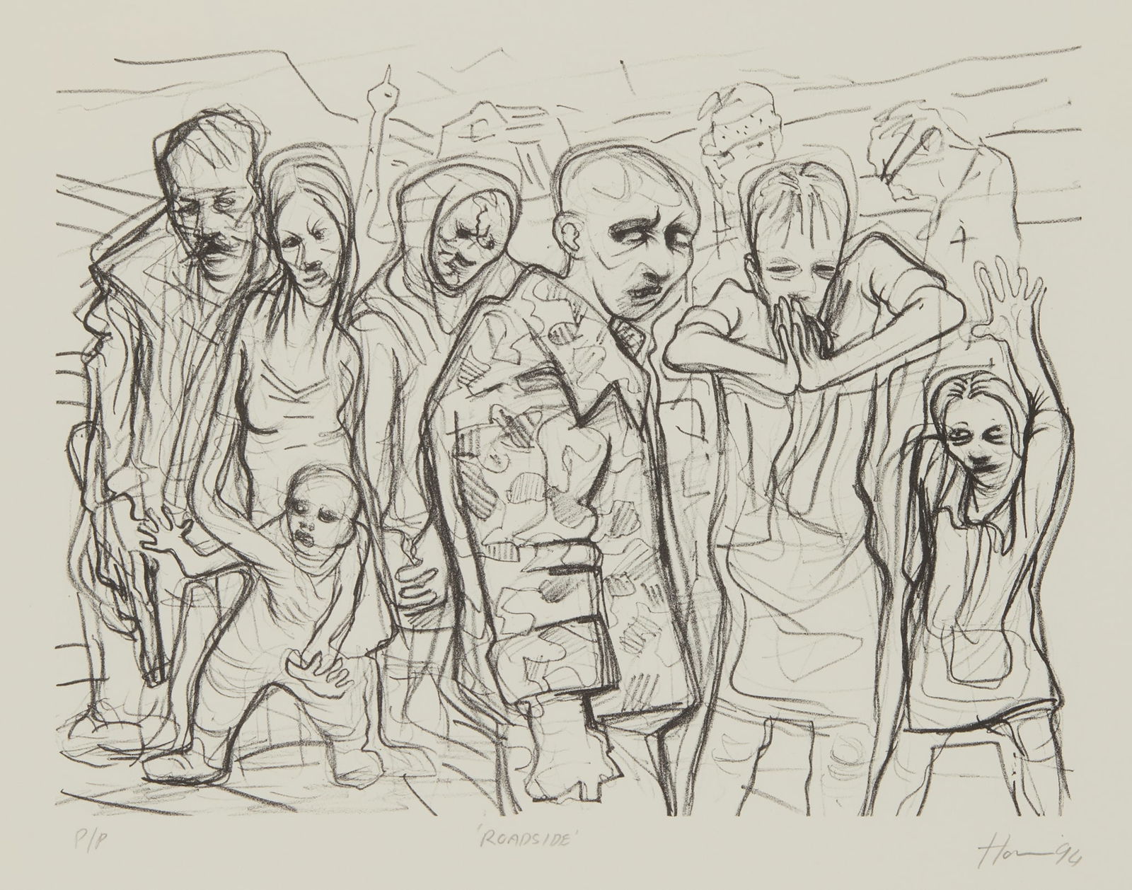 § PETER HOWSON O.B.E. (SCOTTISH 1958-): PETER HOWSON O.B.E. (SCOTTISH 1958-) ROADSIDE Lithograph, P/P, signed, titled and editioned in pencil to margin, published by Glasgow Print Studio, with their blindstamp the sheet 51cm x 64cm (20in x