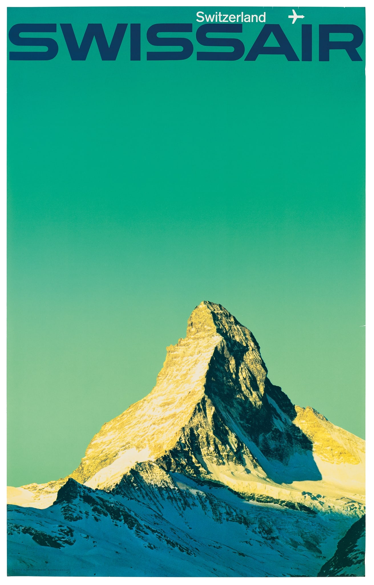 MANFRED BINGLER (1928-1987): MANFRED BINGLER (1928-1987) SWISSAIR offset lithographic poster, c.1960, condition A; not backed 40 x 25 in. (102 x 64 cm.) 