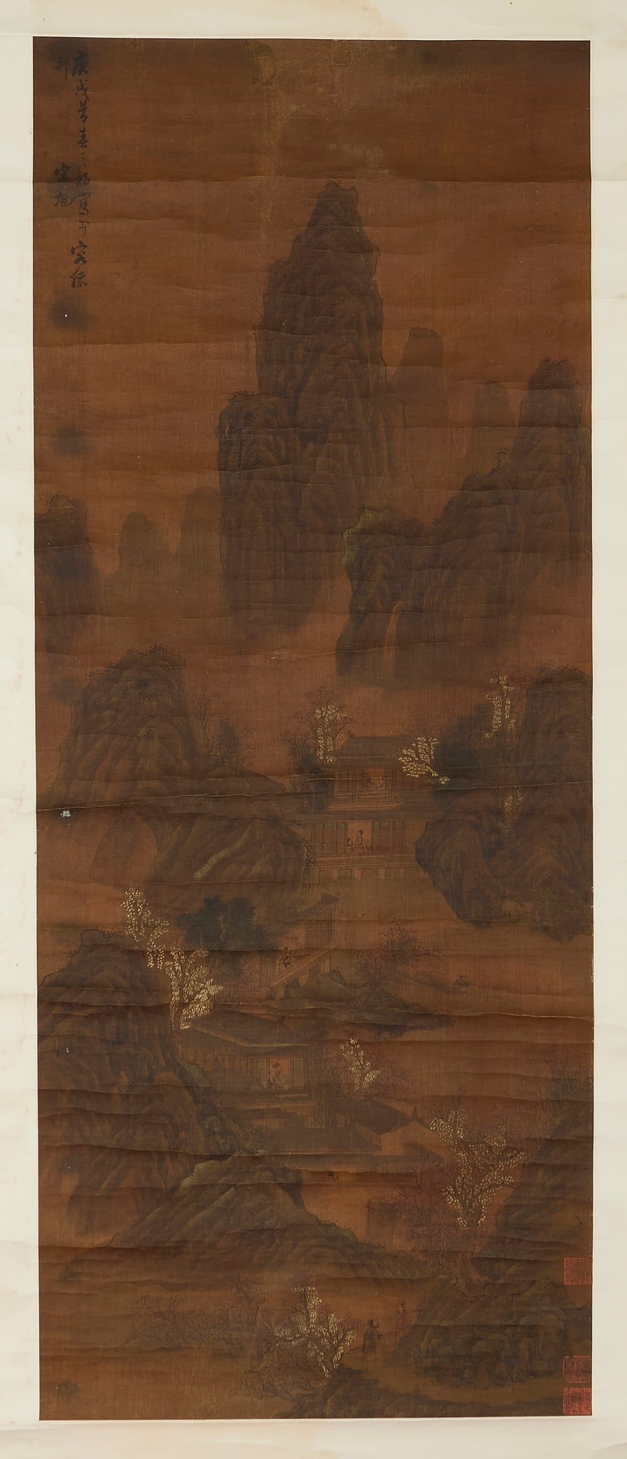 AFTER SONG XU (CHINESE, 1525-1606): AFTER SONG XU (CHINESE, 1525-1606) CHINESE INK PAINTING OF LANDSCAPE 宋旭款 山水高士圖 水墨設色絹本 立軸