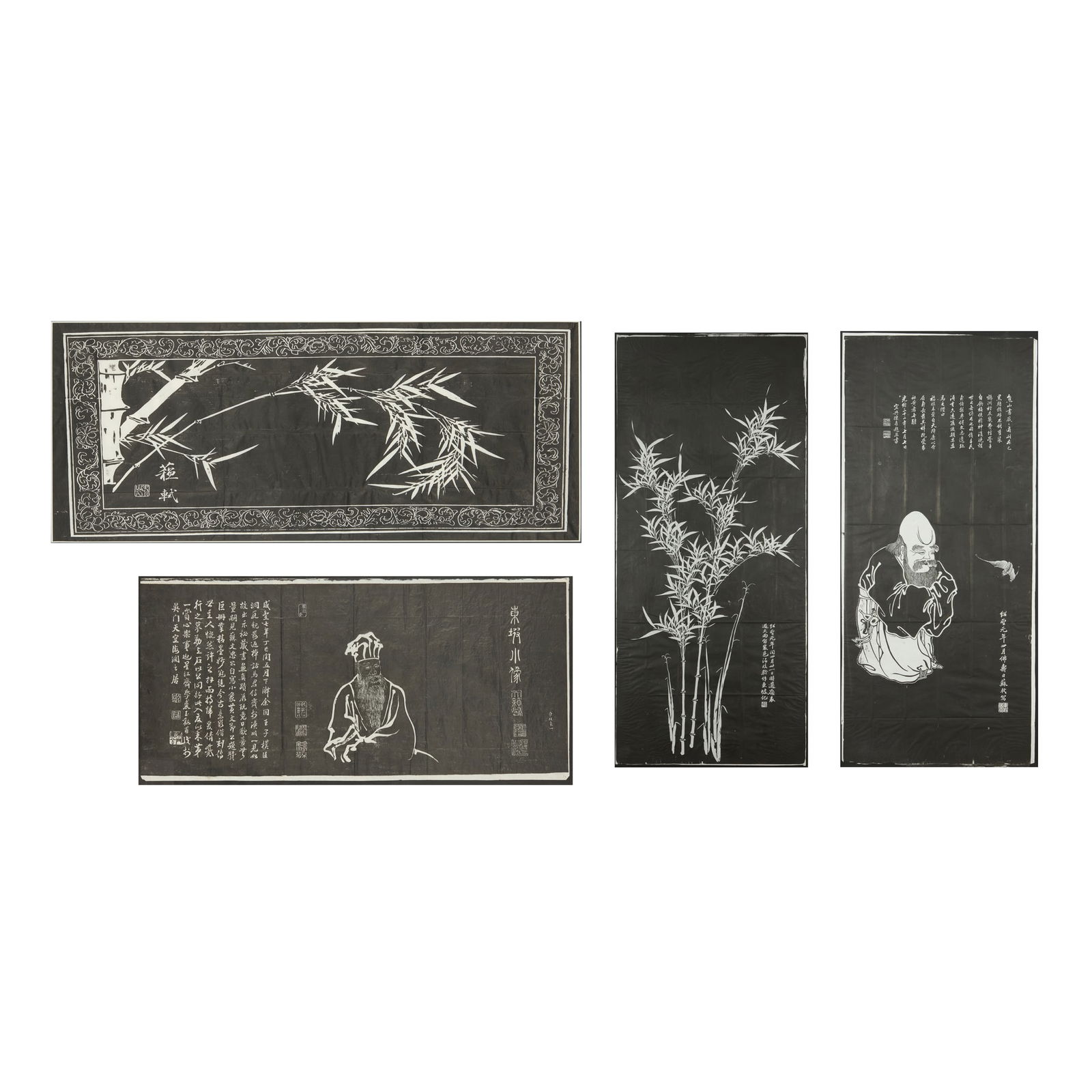 GROUP OF FOUR CHINESE INK RUBBINGS (1 of 9)