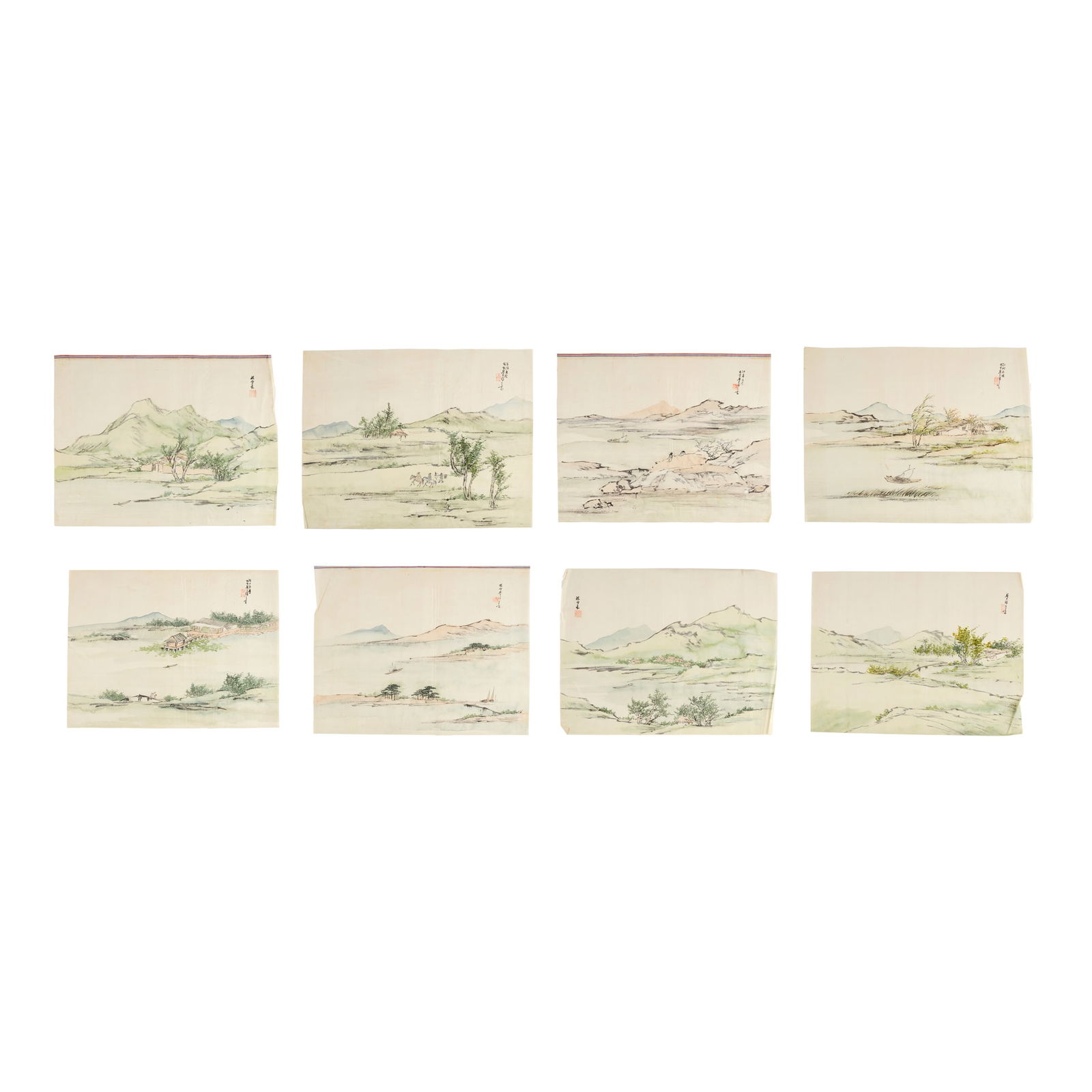 SIGNED HANG XUE (CHINESE): SIGNED HANG XUE (CHINESE) SET OF EIGHT CHINESE LANDSCAPES AROUND THE WEST LAKE 杭雪款 西湖八景