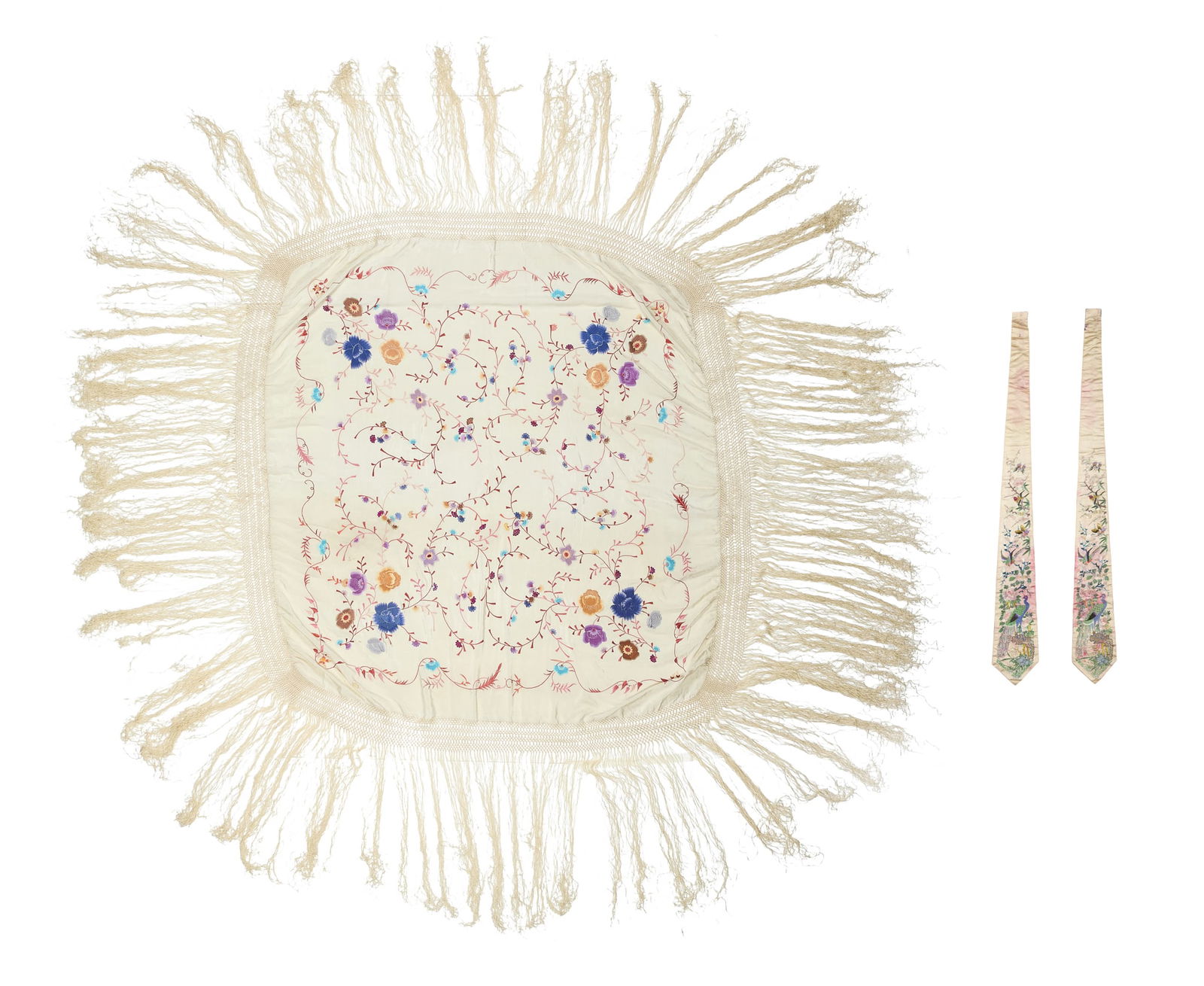 THREE CHINESE SILK EMBROIDERED ARTICLES (1 of 3)