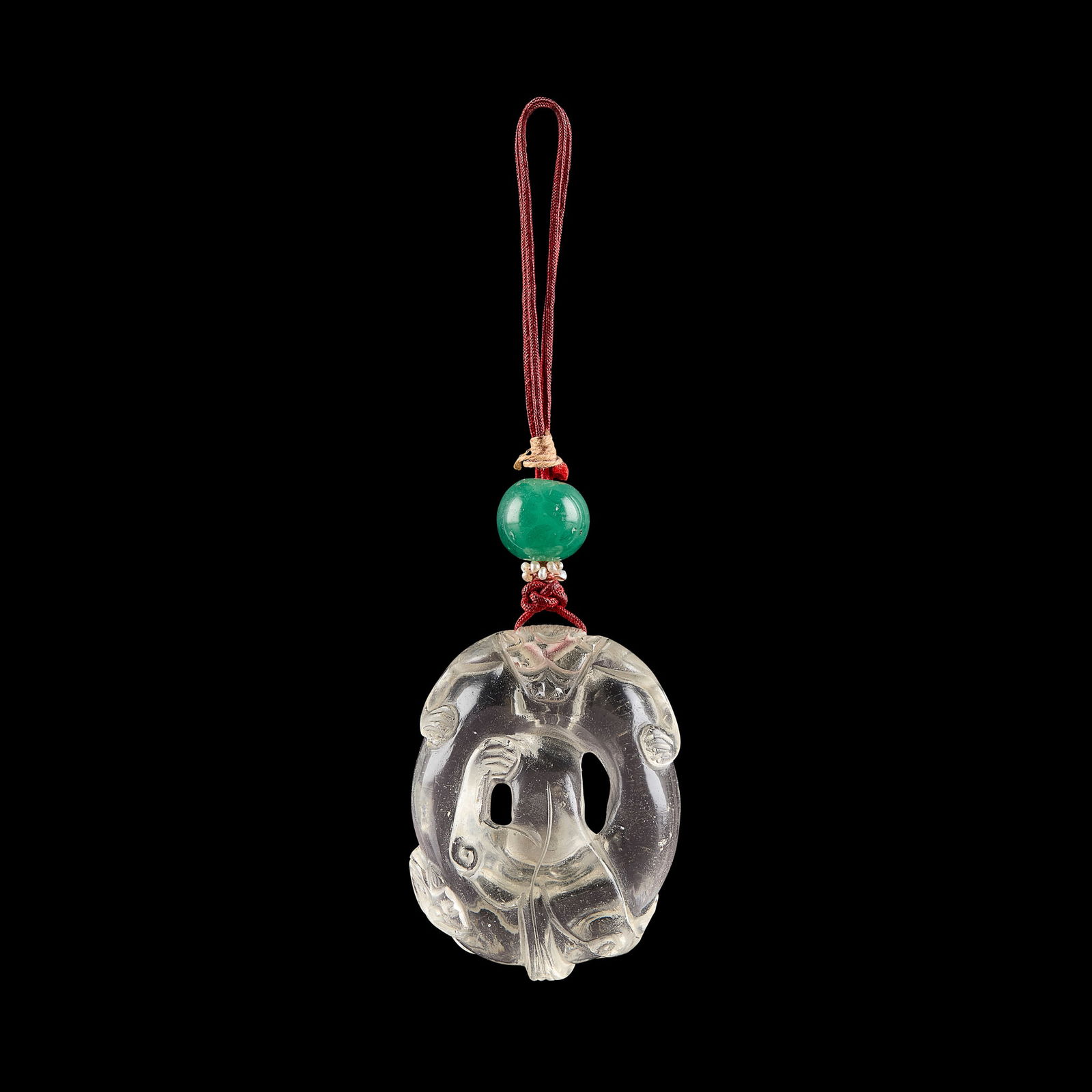 CHINESE CARVED ROCK CRYSTAL 'CHILONG' PENDANT (1 of 1)